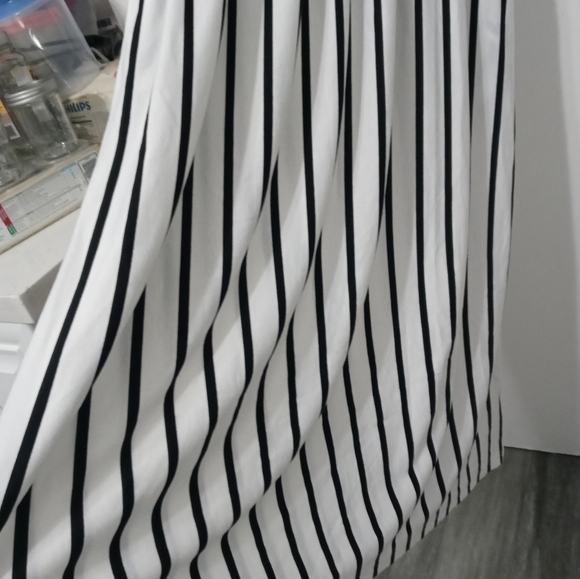 Black/White contrasting Stripes Longline Summer T shirt Tank Dress w Pockets M - Picture 3 of 8